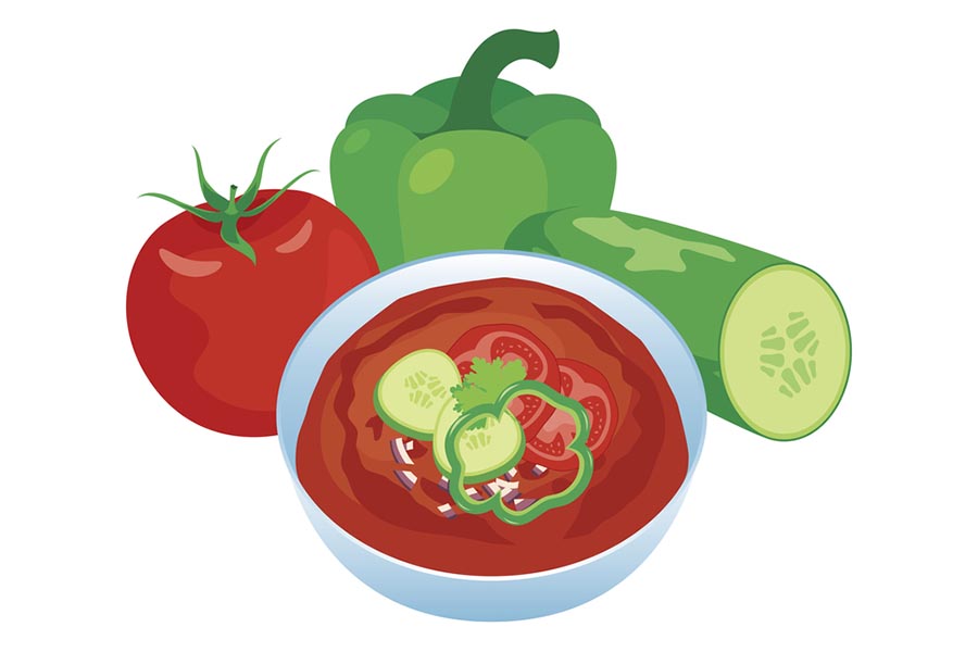 Дехидратацията води до напълняване. Гаспачо - испанска студена доматена супа.
