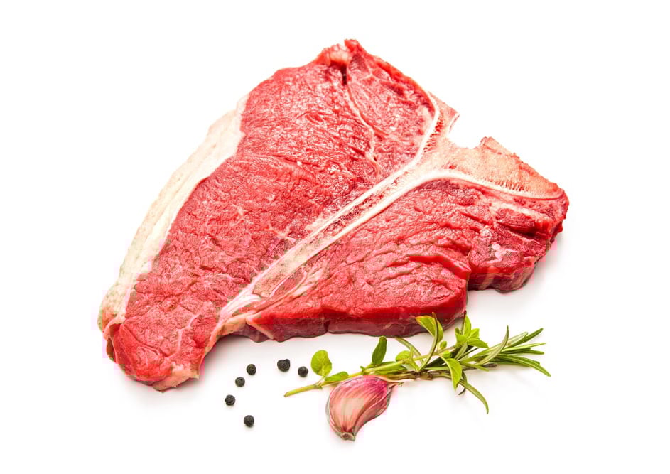 Портърхаус стек от младо говеждо месо.