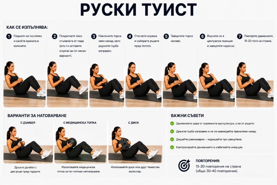 14 упражнения за паласки за изваян силует 17 Руски туист