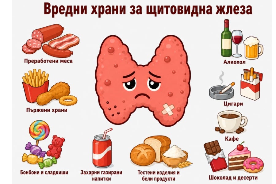 Вредни храни щитовидна жлеза, забранени храни при щитовидна жлеза