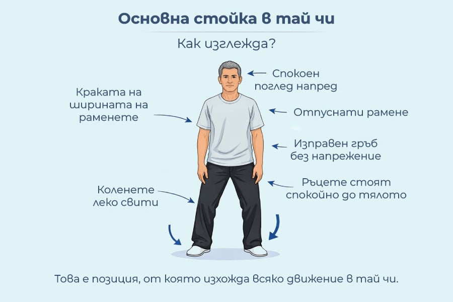 5 тай чи упражнения: Как бавните движения влияят на енергията и баланса? 6 Основна поза в тай чи