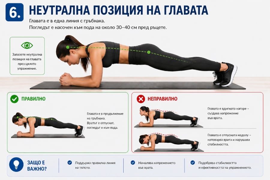 Как да правим перфектния планк за плосък корем? 10 Позиция на глава
