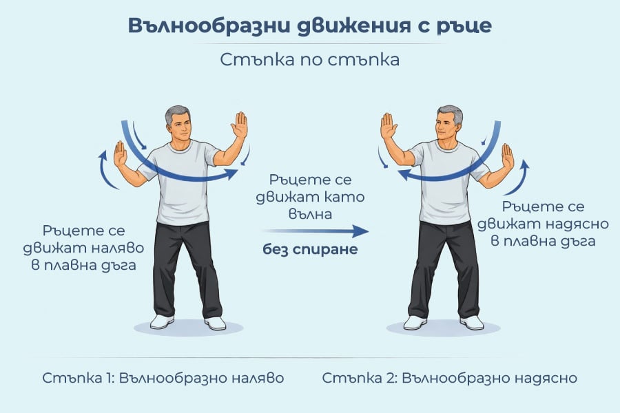 5 тай чи упражнения: Как бавните движения влияят на енергията и баланса? 9 Вълнообразни движения